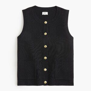 J. Crew Factory Black Sweater Vest with Gold Buttons